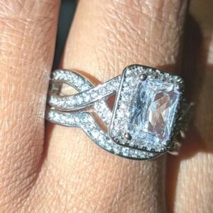 Radiant Cut 3.90ct Simulated Diamonds 14k White Wedding Gold Plated Ring Set Sz8